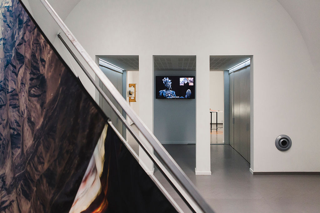  6. Aube immédiate, vents tièdes, vue d’exposition avec des oeuvres de Dimitri Robert-Rimsky et Will Benedict, Mécènes du Sud Montpellier-Sète, 2019, image : Elise Ortiou Campion